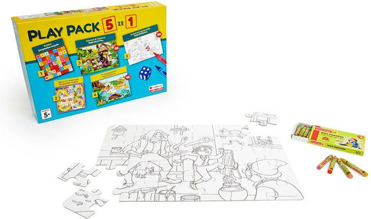 Board Game Play Pack 5 in 1 for 1-2 Players 5+ Years Old Savvalas