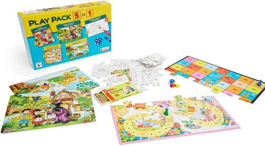 Board Game Play Pack 5 in 1 for 1-2 Players 5+ Years Old Savvalas
