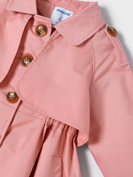 Kinder Trenchcoat Lang Winddicht Rosa
