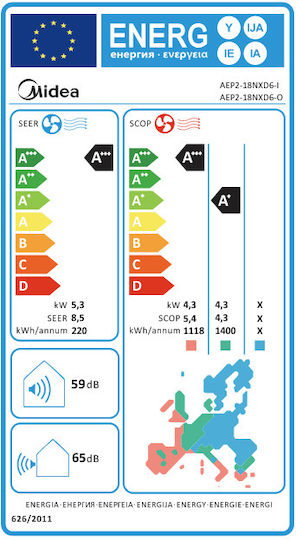 Midea All Easy Pro Klimaanlage Inverter 18000 BTU A+++ / A+ mit WiFi und Intelligentes Auge Funktion