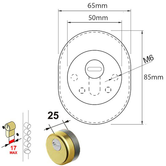 Disec Sferik Rok BDS16 Defender Κλειδαριάς Θωρακισμένης Πόρτας Μπρούτζινο