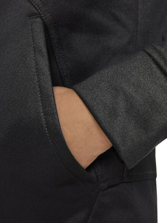 Fleece Kinder-Sweatshirt Strickjacke mit Kapuze und Taschen Schwarz Therma-FIT