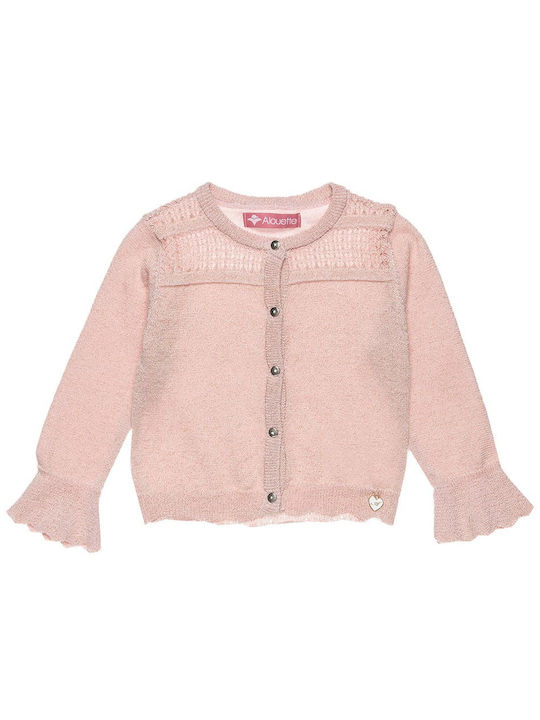 Alouette Girls Knitted Cardigan with Buttons Pink