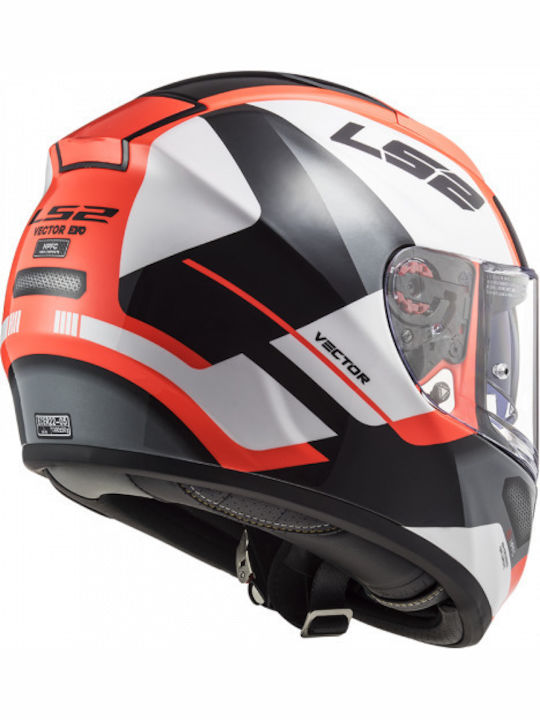 LS2 FF397 Vector Evo Automat Full Face Helmet with Pinlock and Sun Visor ECE 22.05 1390gr White/Fluo Orange