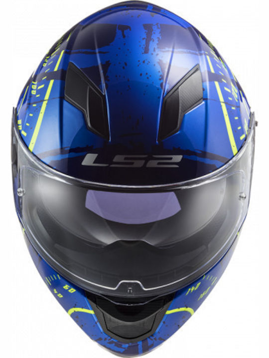 LS2 Stream Evo FF320 Tacho Full Face Helmet with Sun Visor ECE 22.05 1550gr Blue H-V Yellow