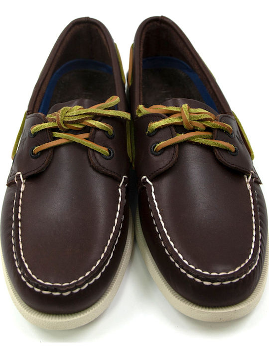 A/O 2-Eye Δερμάτινα Ανδρικά Boat Shoes σε Καφέ Χρώμα