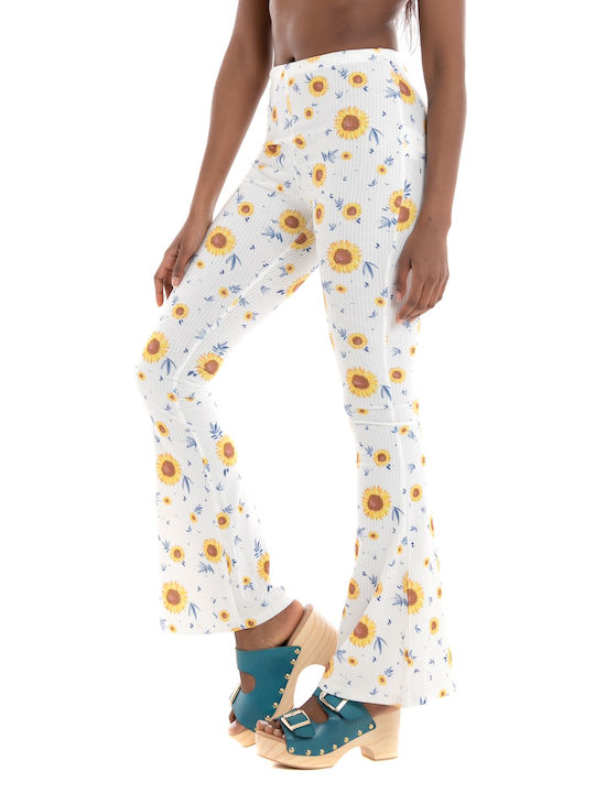 Glamorous Women's Fabric Trousers in Regular Fit Floral White