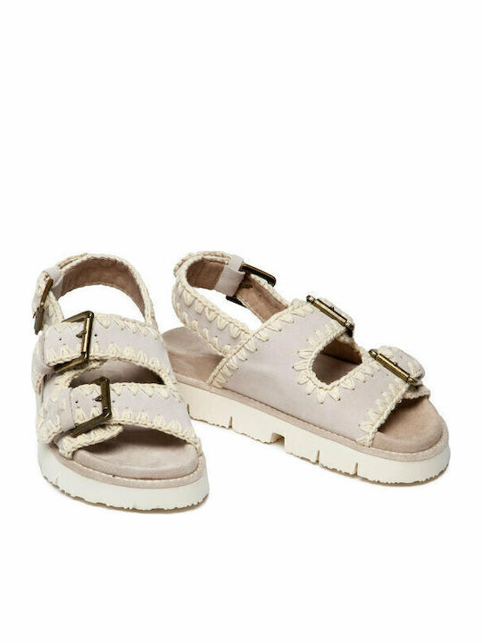 Flache Sandalen für Damen in Beige Farbe