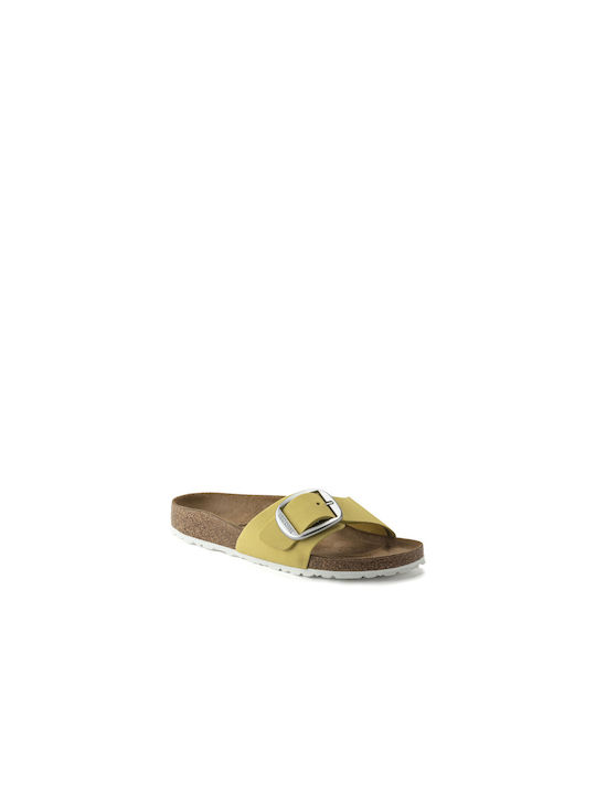 Birkenstock Madrid Big Buckle Nubuck Leather Leather Women's Flat Sandals In Yellow Colour