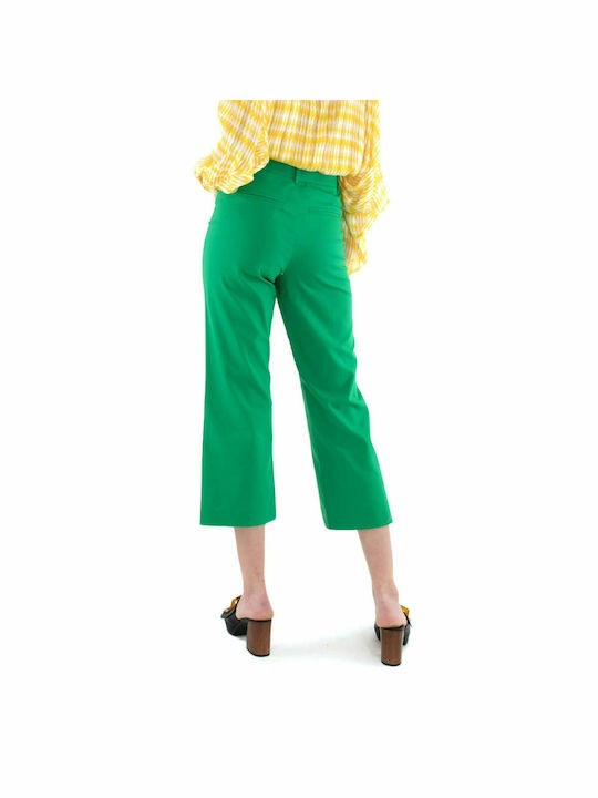 MY T Women's High-waisted Cotton Trousers Green