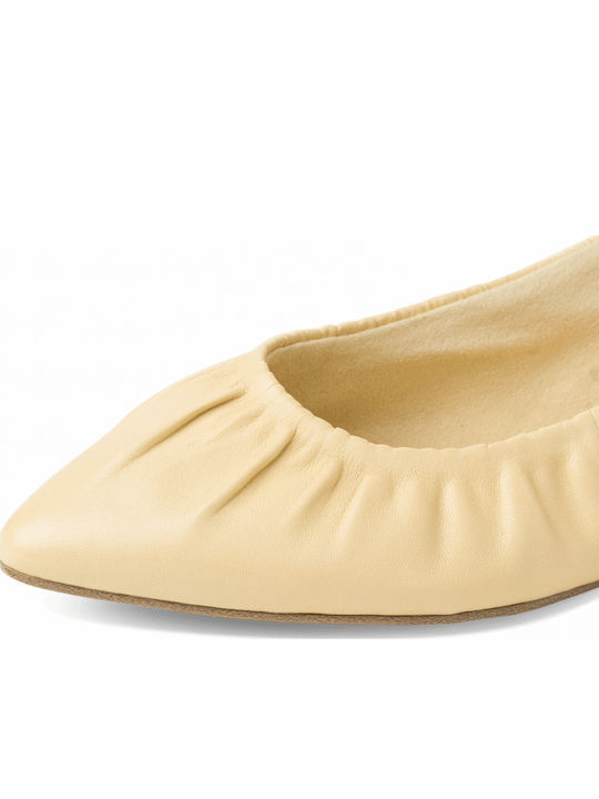 Lederne Damen Ballerinas Slingback Soft Lemon
