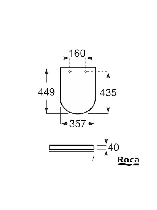 Roca Καπάκι Λεκάνης Soft Close Πλαστικό 44.9x35.7cm Λευκό
