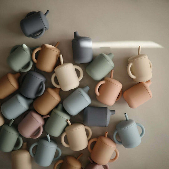 Mushie Παιδικό Ποτηράκι "Sippy Cup" από Σιλικόνη Καφέ για 6m+