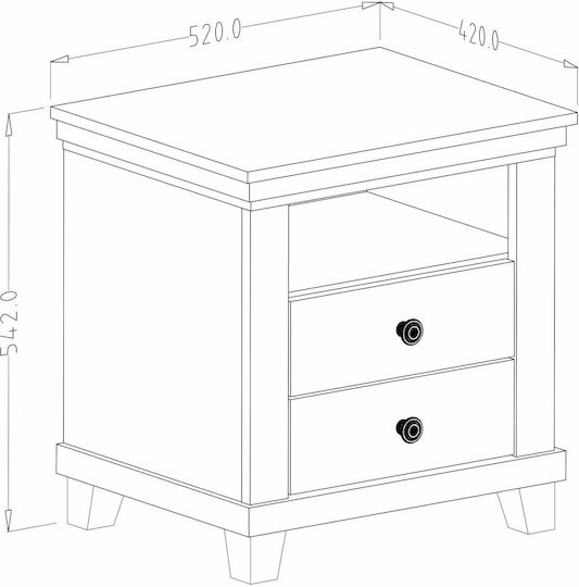 Capel Wooden Bedside Table Πράσινο 52x45x54cm