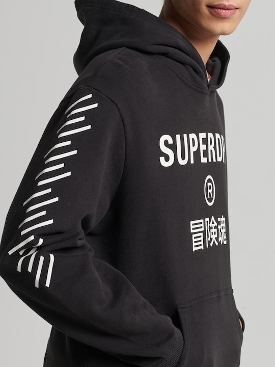 Superdry Ανδρικό Φούτερ με Κουκούλα και Τσέπες Μαύρο