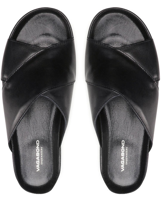 Erin Δερμάτινα Γυναικεία Σανδάλια Flatforms Μαύρα