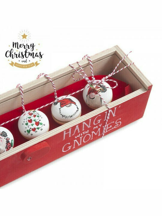 Parisis Christmas Wooden Figure Ball Length 9.5cm in Wooden Box 6pcs