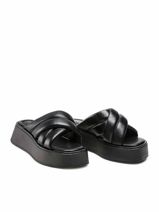 Courtney Leather Women's Flat Sandals in Black Color
