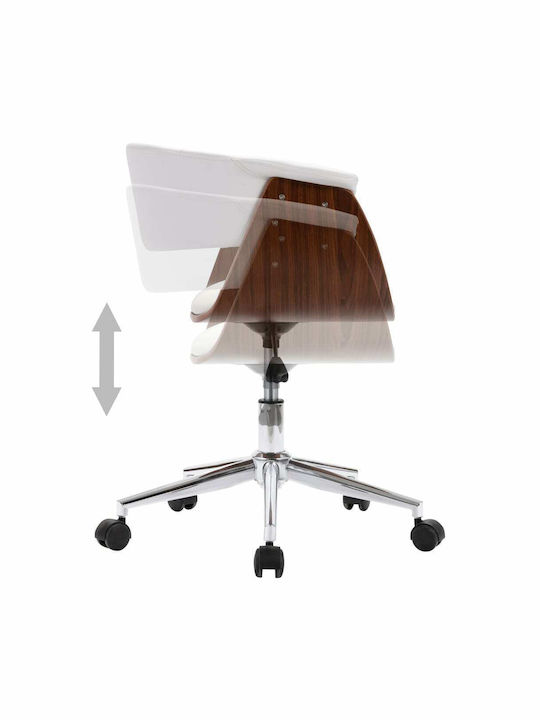Swivel Visitor Armchair with Wheels Λευκό 59.5x58x66cm