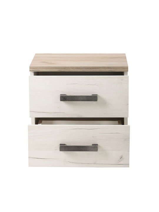Bedside Table Kent No Wooden Grey Oak White Oak 44.5x33.5x43cm