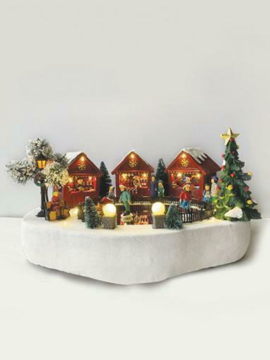 Aca Christmas Illuminated Decorative Village with Battery with Music and Movement 35x24.5x18cm.