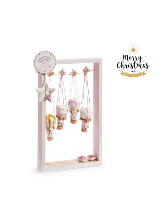 Parisis Illuminated Christmas Wooden Figure Frame Pink Frame Pink Height 55cm