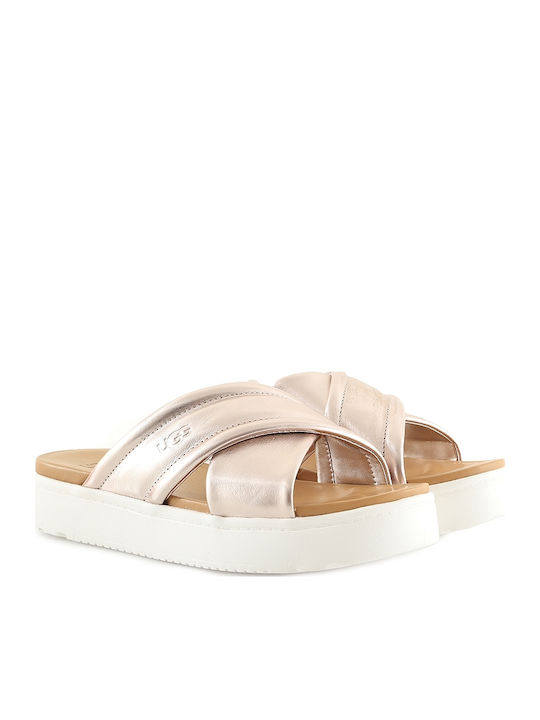 UGG Zayne Leather Women's Flat Sandals Pink/White 1124995-RGMT