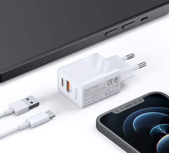 Yesido Зарядно без кабел 20W Quick Charge 3.0 Бял (YC32)