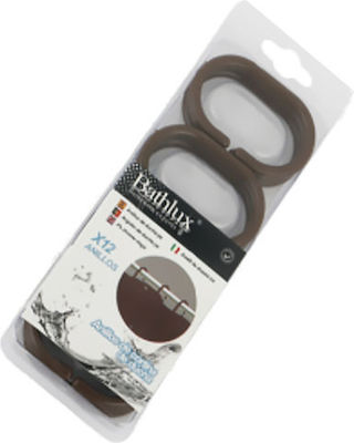 Bathlux 30012 Plastic Bathroom Curtain Rings Brown 12pcs