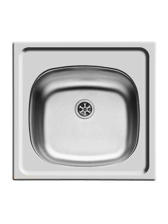 Pyramis Basic E33 Ένθετος Νεροχύτης Inox Σατινέ Μ46.5xΠ43.5cm Ασημί