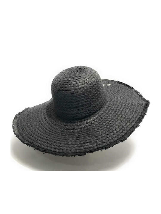 Guess Wicker Women's Floppy Hat Black