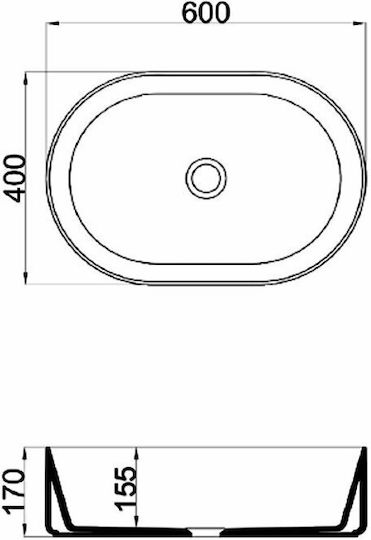 Olympia Open Oval 01 Επικαθήμενος Νιπτήρας Πορσελάνης 60x40x17cm Λευκός