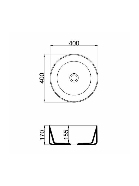 Olympia Open Round 01 Countertop Sink Porcelain 40x40x17cm White