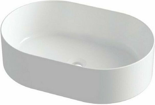 Olympia Open Oval 01 Επικαθήμενος Νιπτήρας Πορσελάνης 60x40x17cm Λευκός