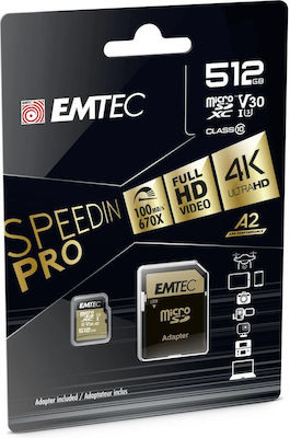 Emtec Speedin microSDXC 512GB Class 10 U3 V30 A2 UHS-I