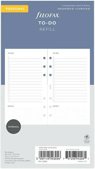 Filofax Personal Rezerve cu Pagini Albe Alb