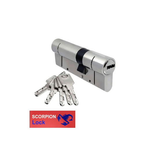 Scorpion Lock Cylinder Security Premium 80mm (35-45) with 1 Keys Silver