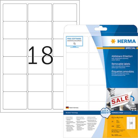 Herma 450 Self-Adhesive Rectangular A4 Labels 63.5x46.6mm