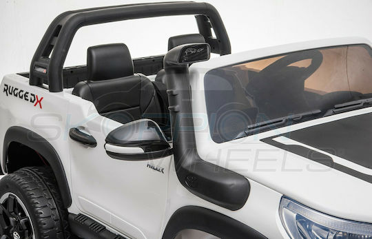 Toyota Hilux Doppelsitzer mit Fernbedienung Lizensiert 12 Volt Weiß Für 1+ Jahre