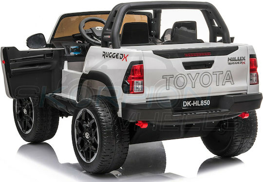 Toyota Hilux Doppelsitzer mit Fernbedienung Lizensiert 12 Volt Weiß Für 1+ Jahre