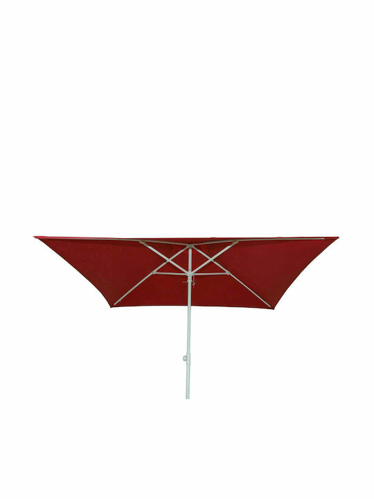 Umbrella Floor Square Metal Burgundy with Steering Wheel 2x2m