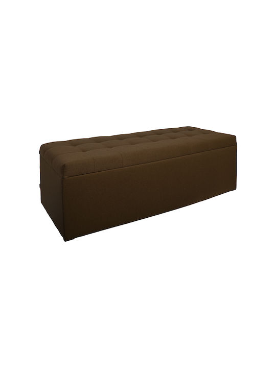 Bench Stool With Storage Space Upholstered In Brown Fabric 130x50x46cm
