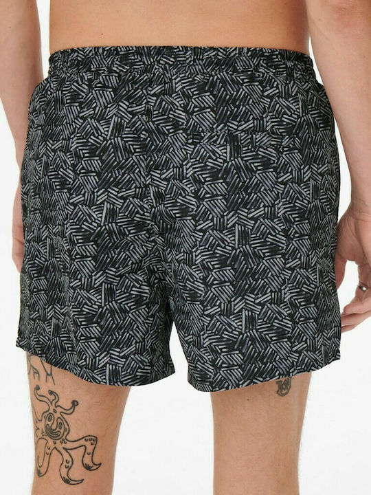 Only & Sons Men's Swimwear Shorts Black with Patterns