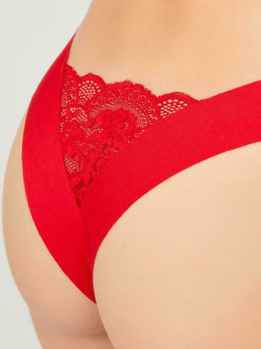 Women's Brazil Seamless with Lace Red