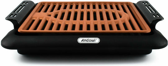 Andowl Tabletop Electric Grill Grill 1000W Inox