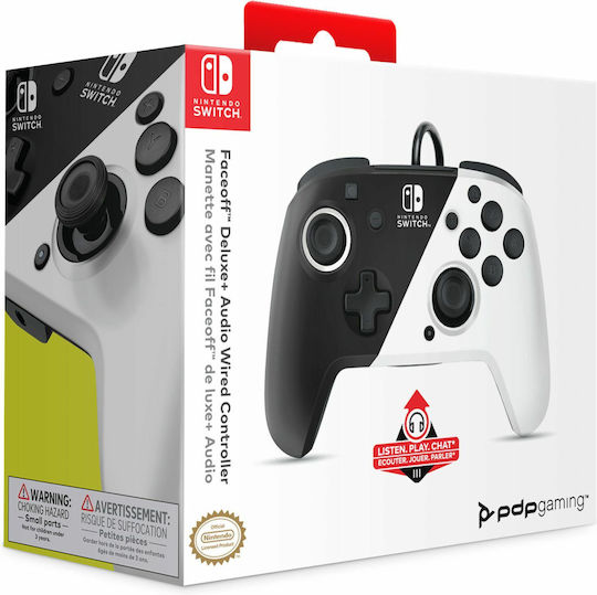 PDP Faceoff Deluxe+ Wired Gamepad for Switch Black & White
