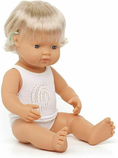 Miniland Baby-Puppe Kaukasische Mädchen mit Hörgerät 38 cm