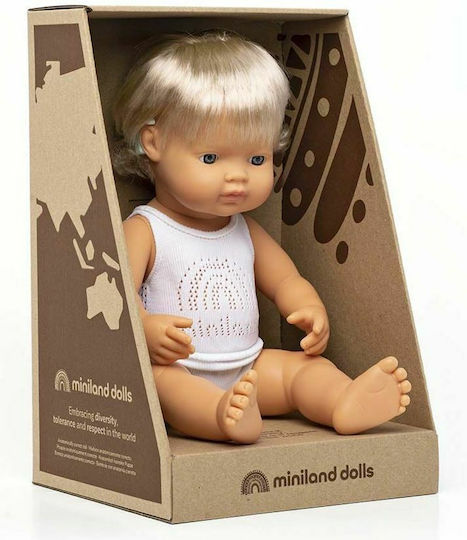 Miniland Baby-Puppe Kaukasische Mädchen mit Hörgerät 38 cm