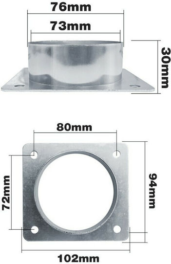 Simoni Racing Adapter Auto für quadratisches Filtergehäuse Φ76 102x94mm