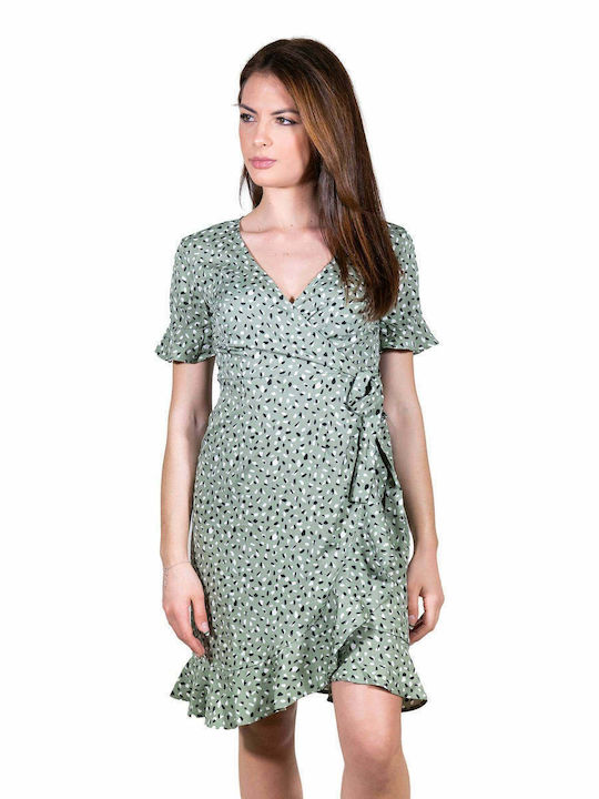 Only Summer Mini Dress Wrap Hedge Green